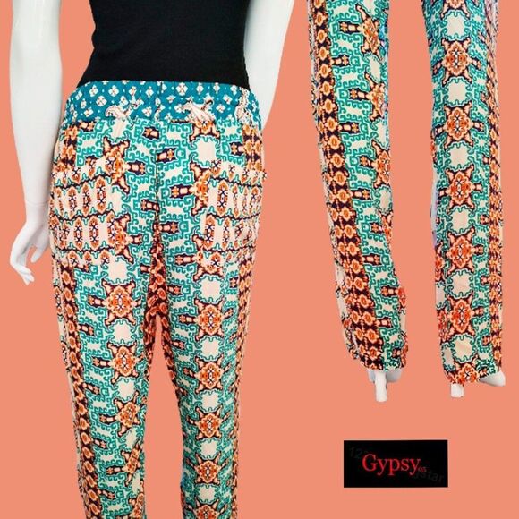 GYPSY05 NEW Bohemian Lima Mosaic Relaxed Slim Pant M - Picture 9 of 12